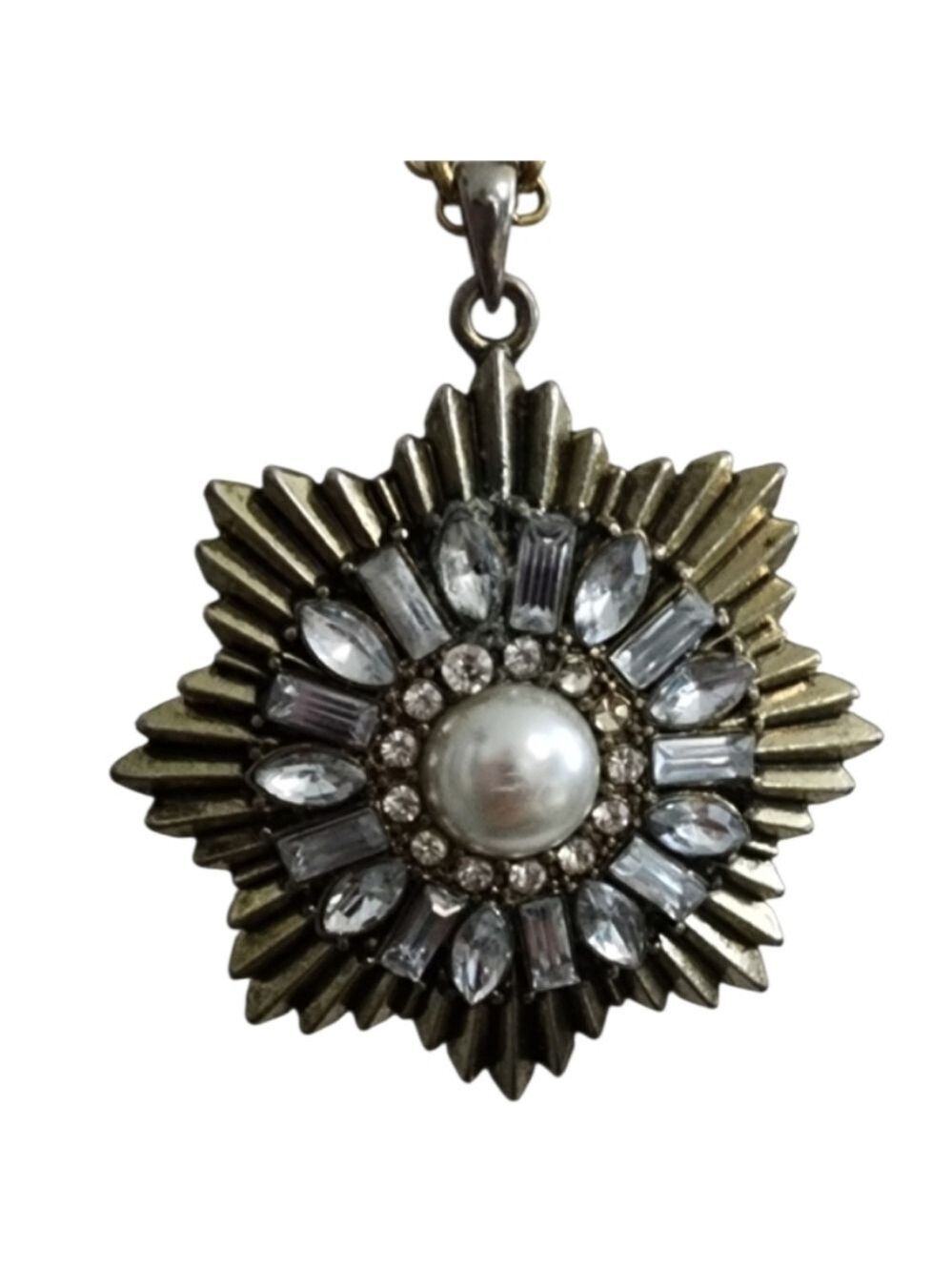Goldtone Crystal Cluster Necklace